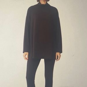 EF Cozy Brushed Terry Funnel Neck Top